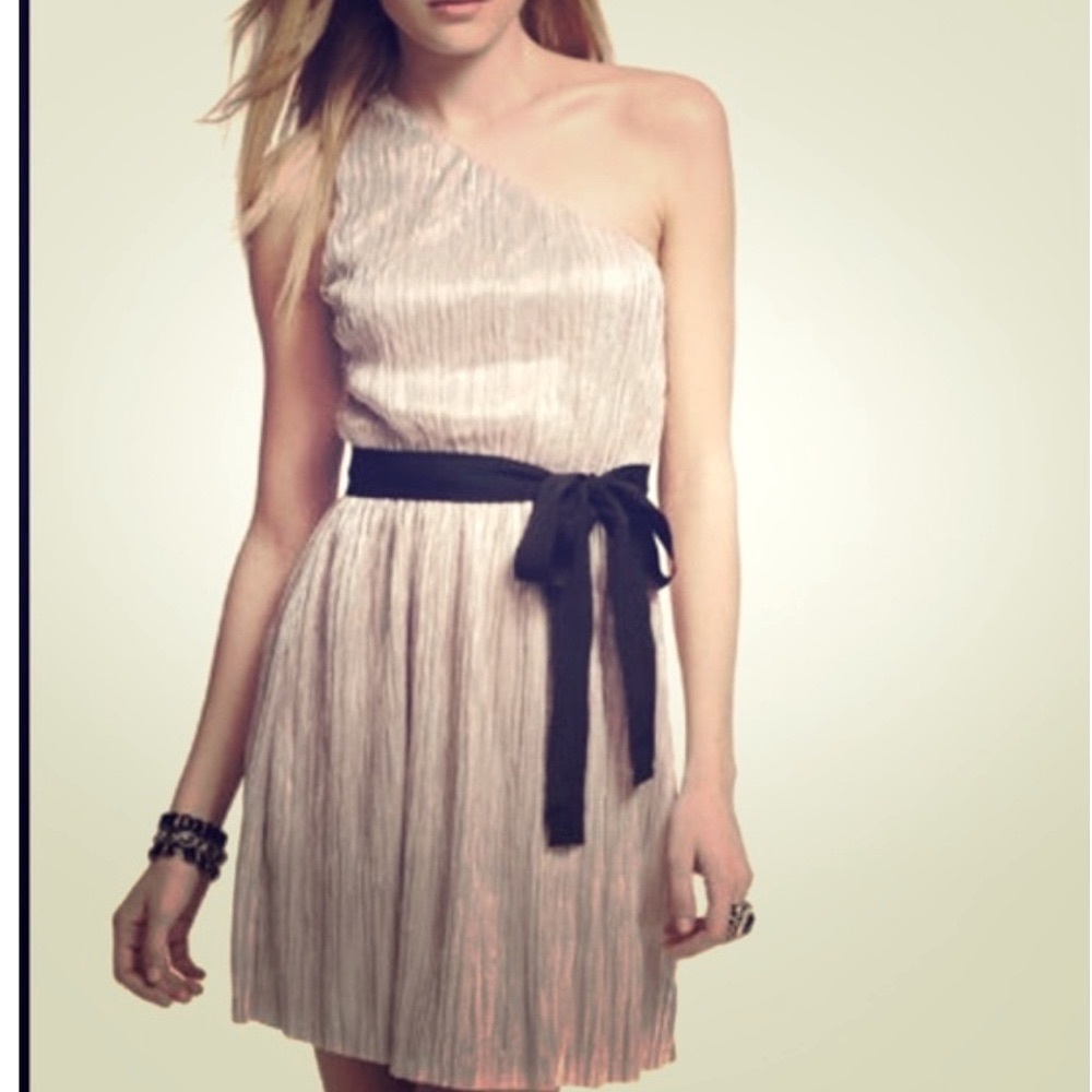 Express mini cocktail dress - one shoulder - size Small - champagne gold